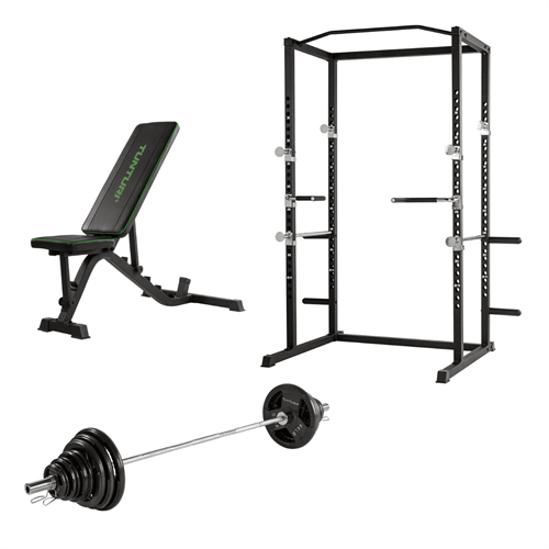 Tunturi Homegym Sæt - Power Rack, Træningsbænk & Vægtstangssæt (140 kg)